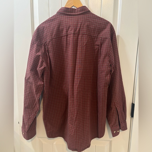 LL Bean Red Plaid Button Down Shirt Size Medium - Picture 3 of 4
